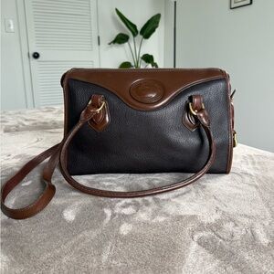 VINTAGE Dooney & Bourke Brown and Black Leather Shoulder Satchel/Crossbody Bag
